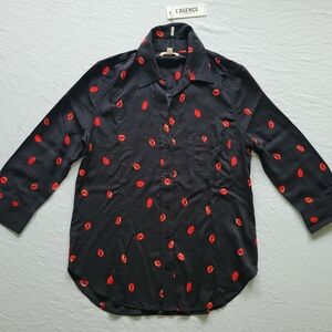 L'Agence Scarlet Ryan Lips Kiss Top Blouse XS NWT